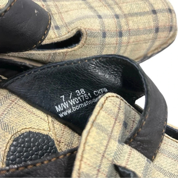 Born Della Plaid Leather Slip On Mules Clogs Slides Comfort Bohemian Boho Chic - Picture 11 of 12